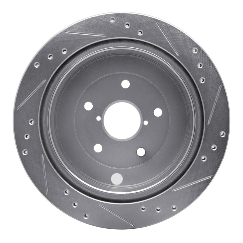 Subaru B9 Tribeca Brake Rotor (1) - Rear Left - R1 Concepts - Drilled & Slotted - Silver - `06-`14